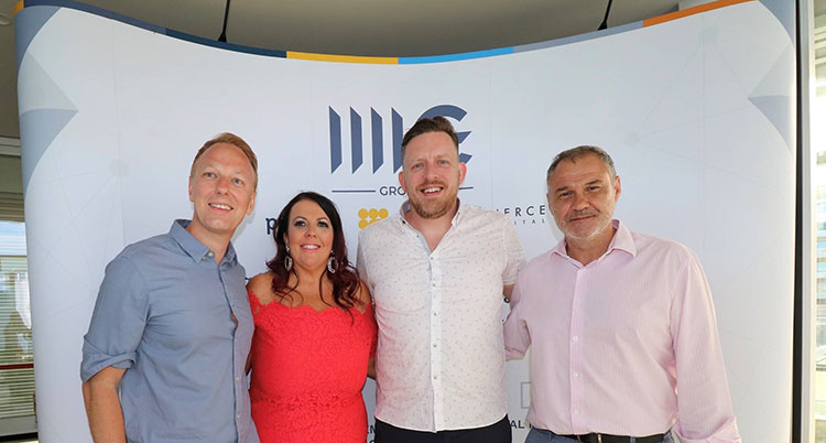 From left - Robert Copeland, Pursuit Marketing; Lorraine Gray, Pursuit Marketing; Patrick Byrne, 4icg; Mayor of Malaga.