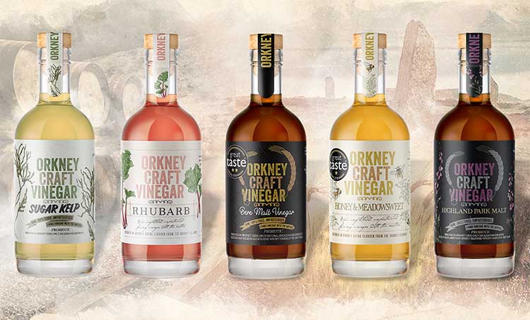 Orkney Craft Vinegar Product Range. Image credit www.orkney.com